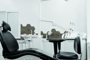 side view of a dental chair in a clinic