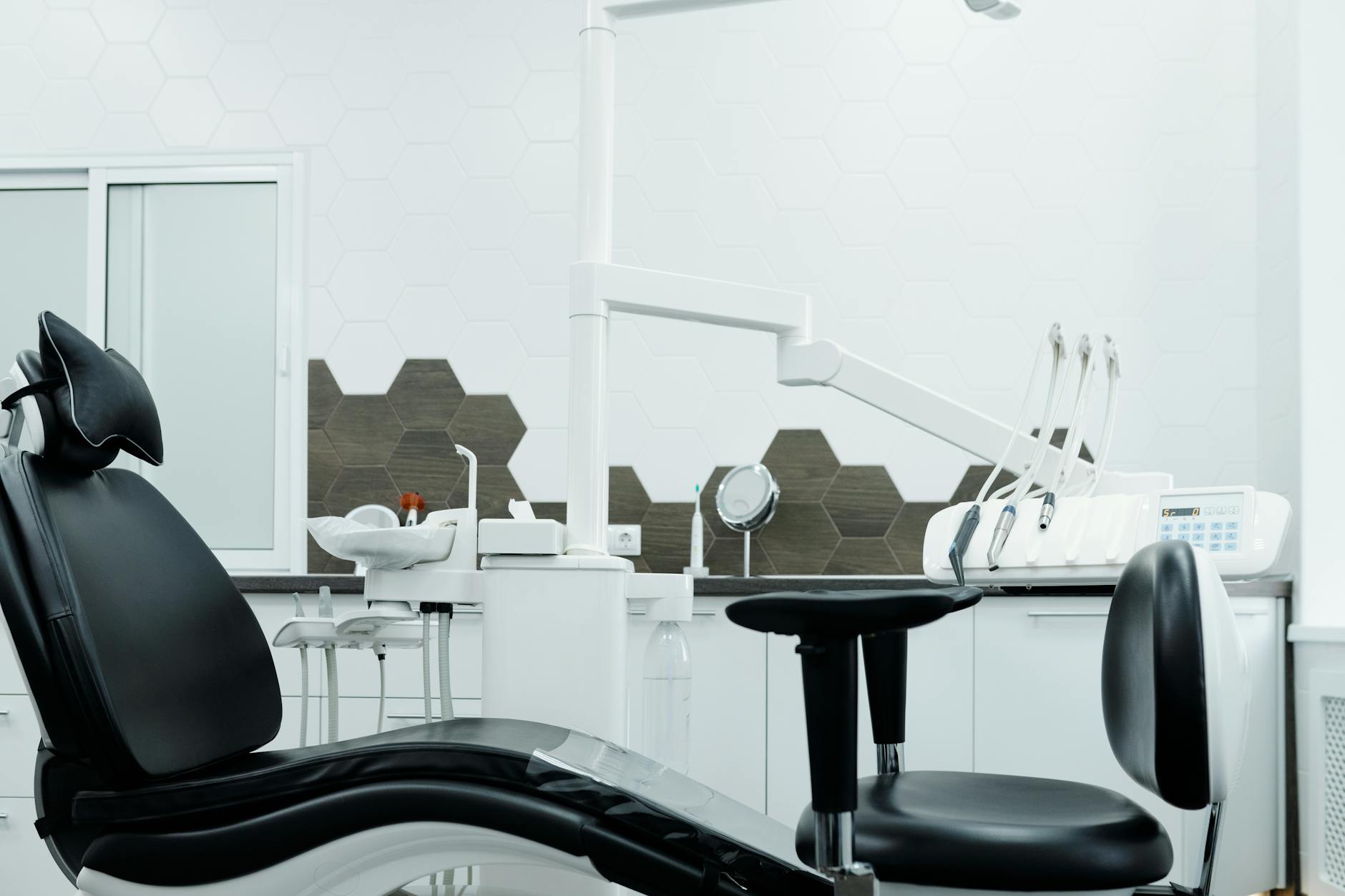 side view of a dental chair in a clinic