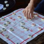 close up of strategic chinese chess game